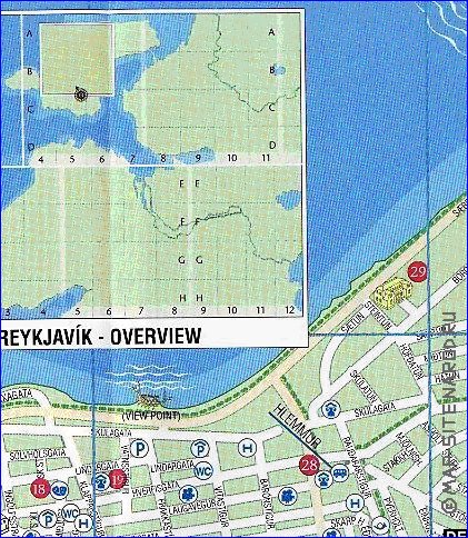 mapa de Reykjavik em ingles