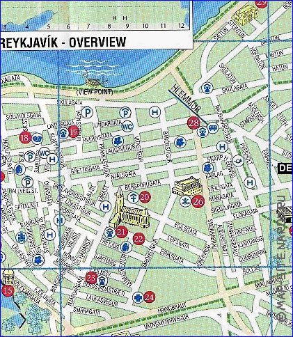 carte de Reykjavik en anglais