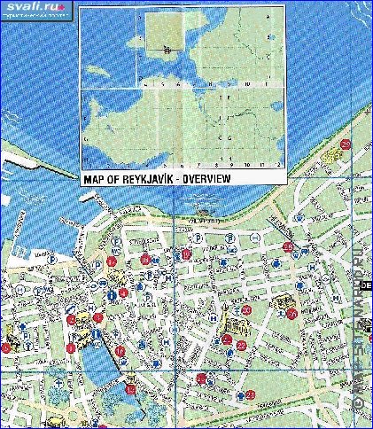 mapa de Reykjavik em ingles