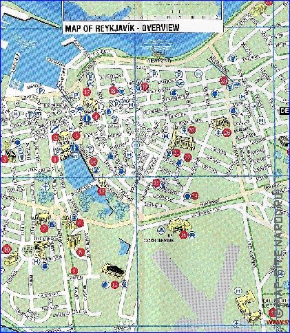 mapa de Reykjavik em ingles