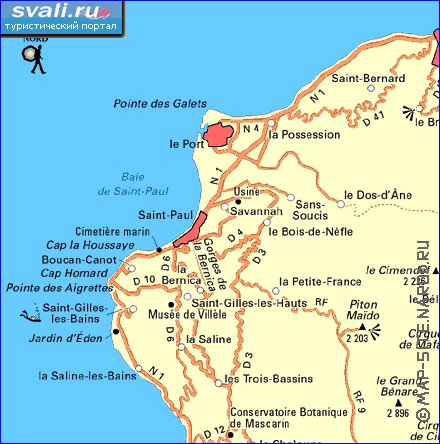 carte de des routes La Reunion