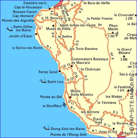 mapa de de estradas Reuniao