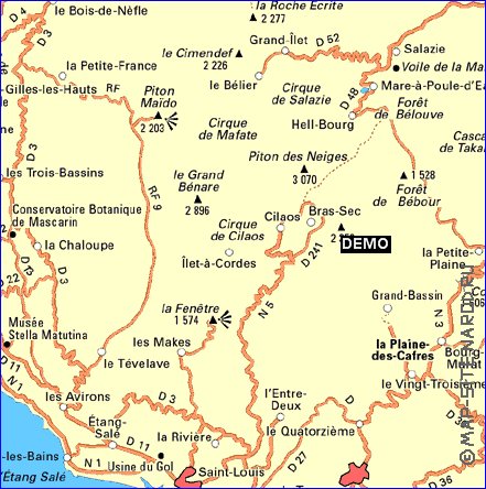 carte de des routes La Reunion