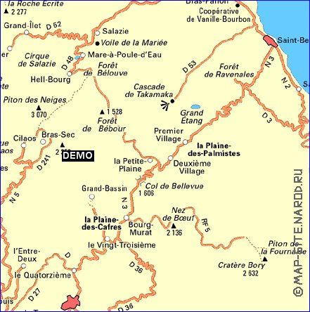 carte de des routes La Reunion