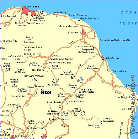 carte de des routes La Reunion