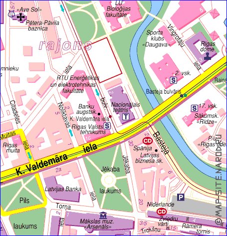 Transporte mapa de Riga