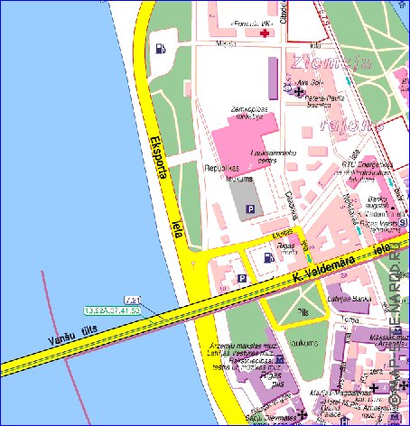 Transporte mapa de Riga