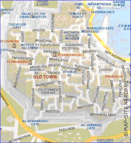 carte de  ville Rhodes