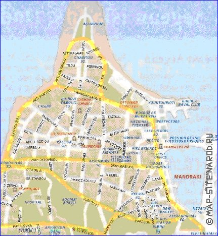 carte de  ville Rhodes