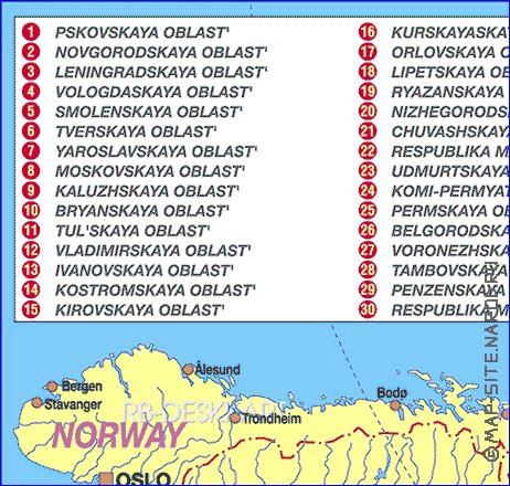 Administratives carte de Russie en allemand