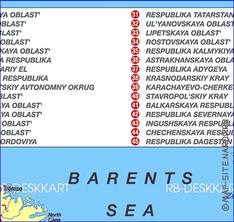 Administratives carte de Russie en allemand