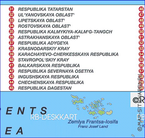 Administratives carte de Russie en allemand