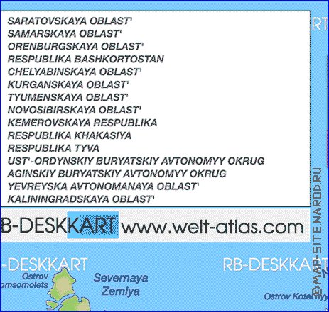 Administratives carte de Russie en allemand