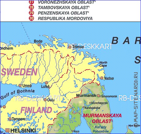 Administratives carte de Russie en allemand