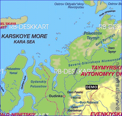 Administrativa mapa de Russia em alemao