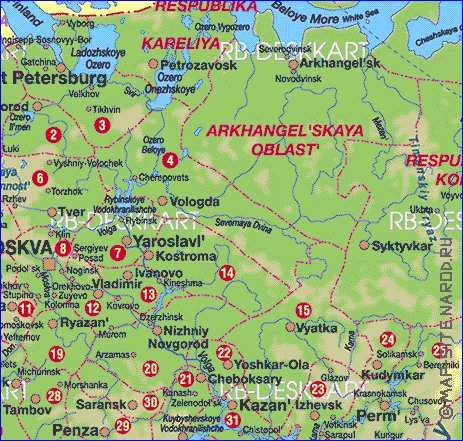 Administratives carte de Russie en allemand