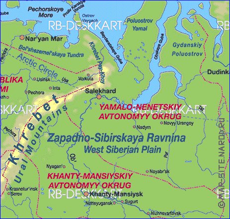 Administrativa mapa de Russia em alemao