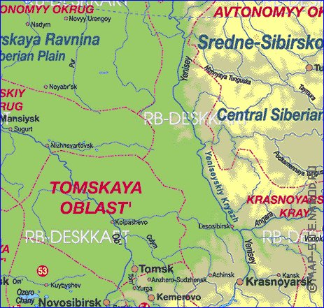 Administrativa mapa de Russia em alemao