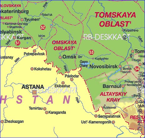 Administrativa mapa de Russia em alemao