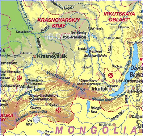 Administrativa mapa de Russia em alemao