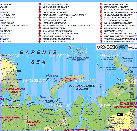 Administratives carte de Russie en allemand