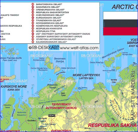 Administratives carte de Russie en allemand