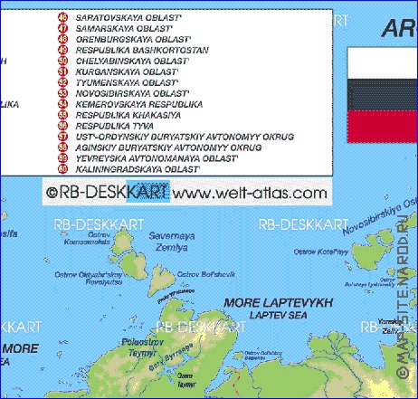 Administrativa mapa de Russia em alemao