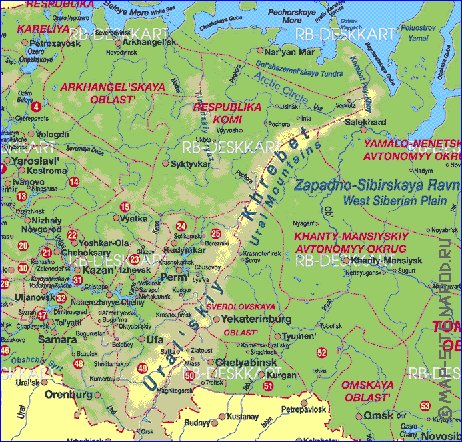 Administratives carte de Russie en allemand