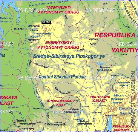 Administrativa mapa de Russia em alemao