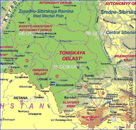 Administrativa mapa de Russia em alemao