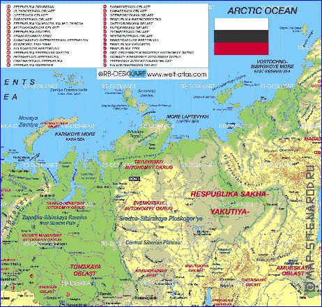 Administrativa mapa de Russia em alemao