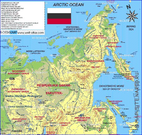 Administrativa mapa de Russia em alemao