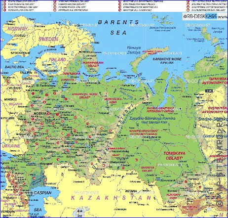 Administratives carte de Russie en allemand