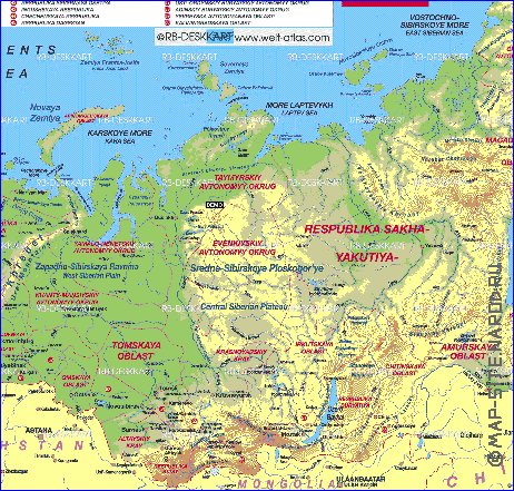 Administrativa mapa de Russia em alemao