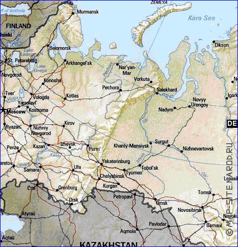 carte de Russie en anglais