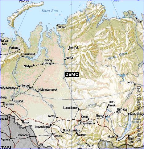 carte de Russie en anglais