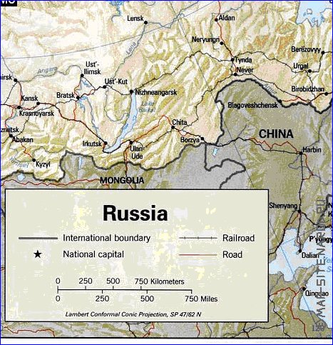 carte de Russie en anglais