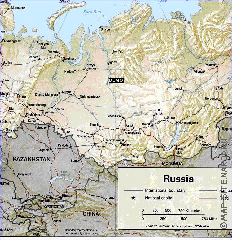 carte de Russie en anglais