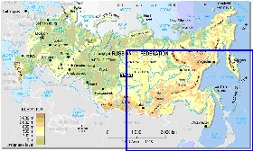 Fisica mapa de Russia em ingles