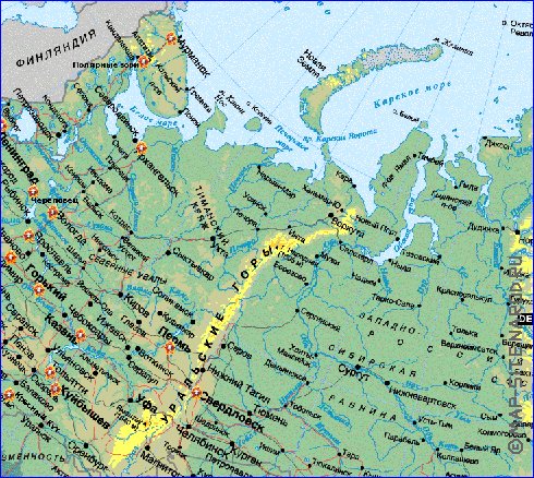 Physique carte de Russie