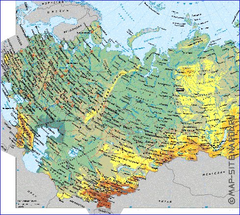 Physique carte de Russie