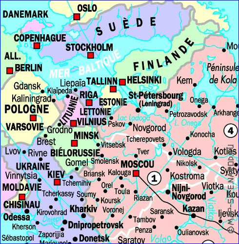 mapa de Russia em frances