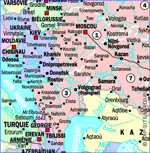 mapa de Russia em frances