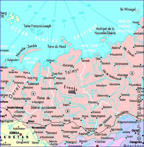 mapa de Russia em frances