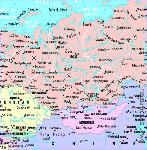 mapa de Russia em frances