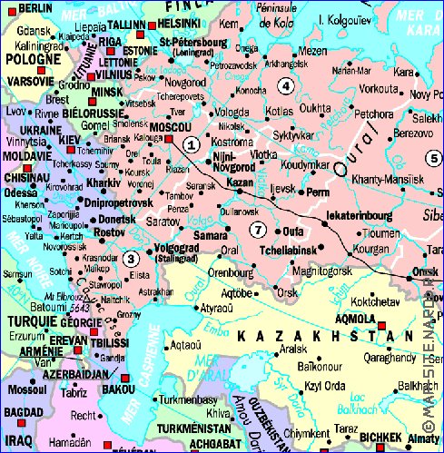 mapa de Russia em frances