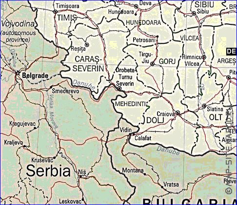 Administrativa mapa de Romenia em ingles