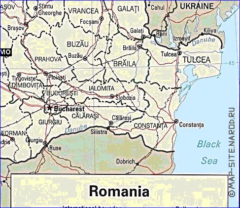 Administrativa mapa de Romenia em ingles