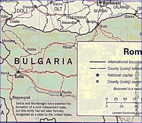 Administrativa mapa de Romenia em ingles