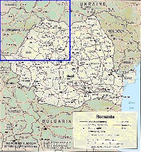 Administratives carte de Roumanie en anglais